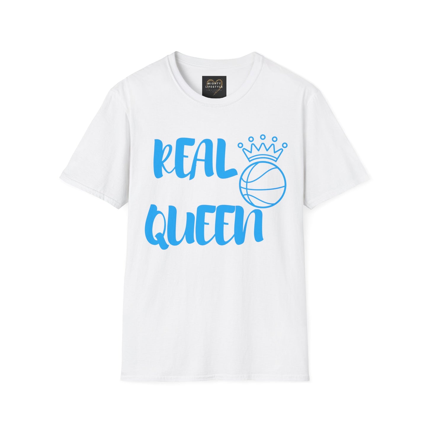 Real Queen Blue Font | Basketball Shirt | Sports Shirt | Baller Shirt | Mighty Lifestyle | Softstyle T-Shirt