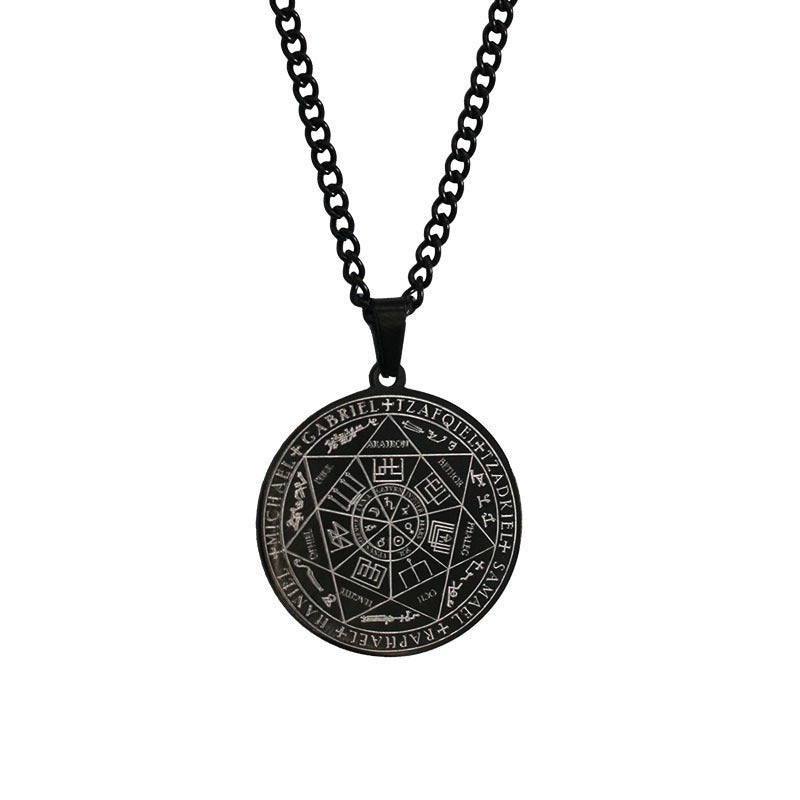 Seven Angels Stainless Steel Necklace | Magic Circle Pendant Accessories Men's Necklace Solomon jewelry