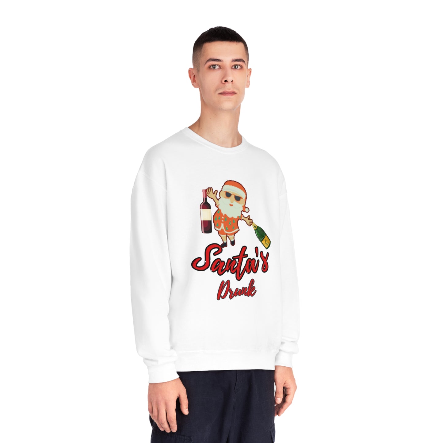 Santa Sweater, Santa's Drunk, Ugly Sweater, Ugly Holiday Sweater, Ugly Christmas Sweater, Unisex NuBlend® Crewneck Sweatshirt