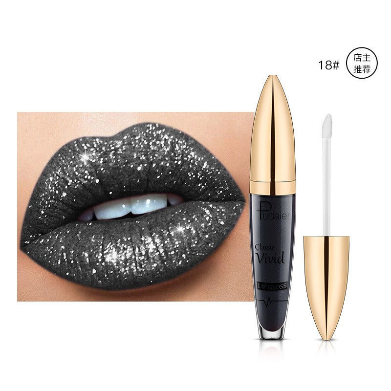 Lucky Lucy Lips | 18 Colors Shiny Lip Gloss for Women Long Lasting Matte Glitter Liquid Lipstick Diamond Shiny Lip Gloss Waterproof Lip Makeup