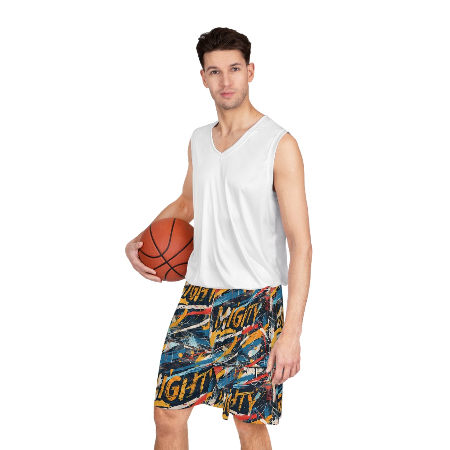 Mighty Graffiti Basketball Shorts — Bold Long Athletic Shorts, Sports Shorts, Gym Shorts