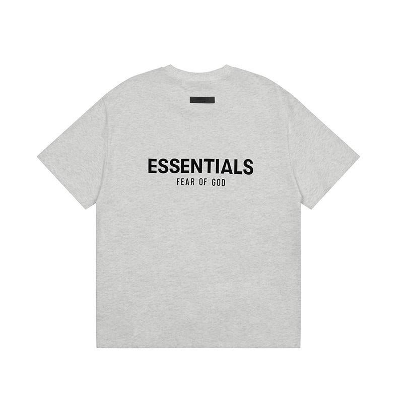 FOG Double Thread ESSENTIALS Flocking Print T-Shirt – High Street Loose Fit Summer Tee for Couples | Boyfriend Style, Unisex Daily Wear |FOG Double Thread ESSENTIALS Fashion Flocking Print Couple Summer Loose Boyfriend Style Short Sleeve Tshirt