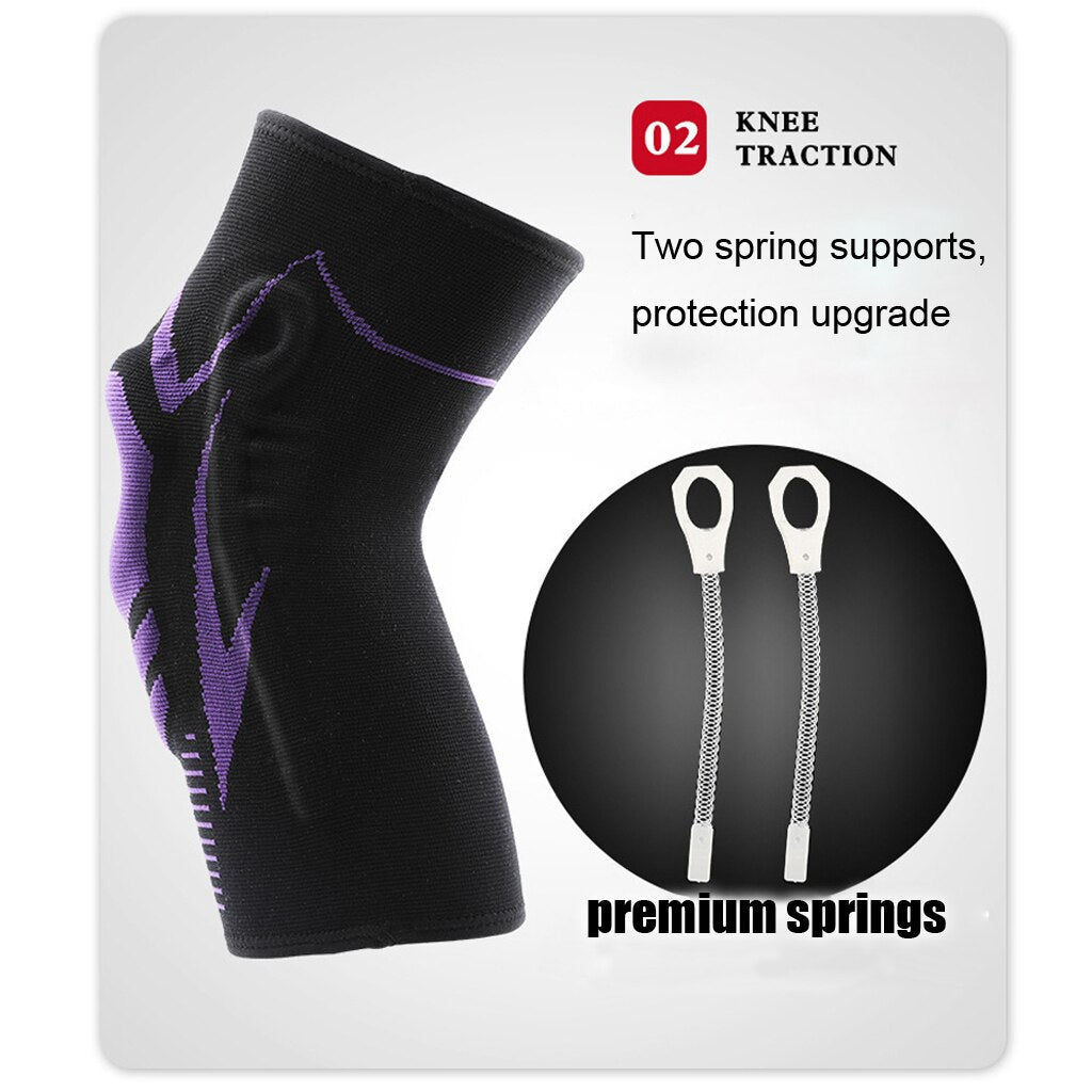 ML Basketball Knee Pads with Support Silicon Padded Elastic Non-slip Patella Brace Kneepad for Fitness Gear Protector Unisex Protect Knees During Sports