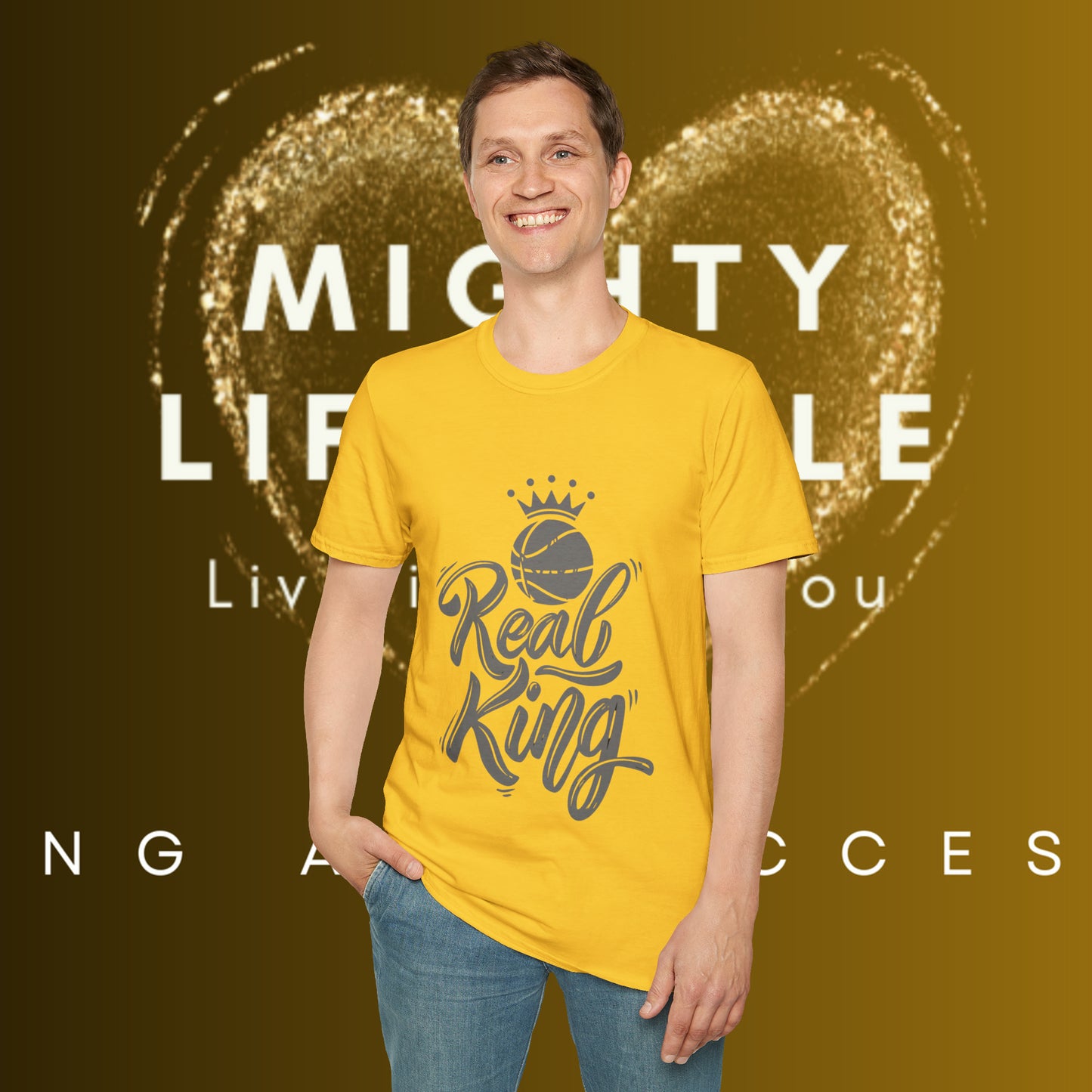 Real King (White) Shirt | Basketball Shirt | Sports Shirt | Baller Shirt | Mighty Lifestyle | Softstyle T-Shirt