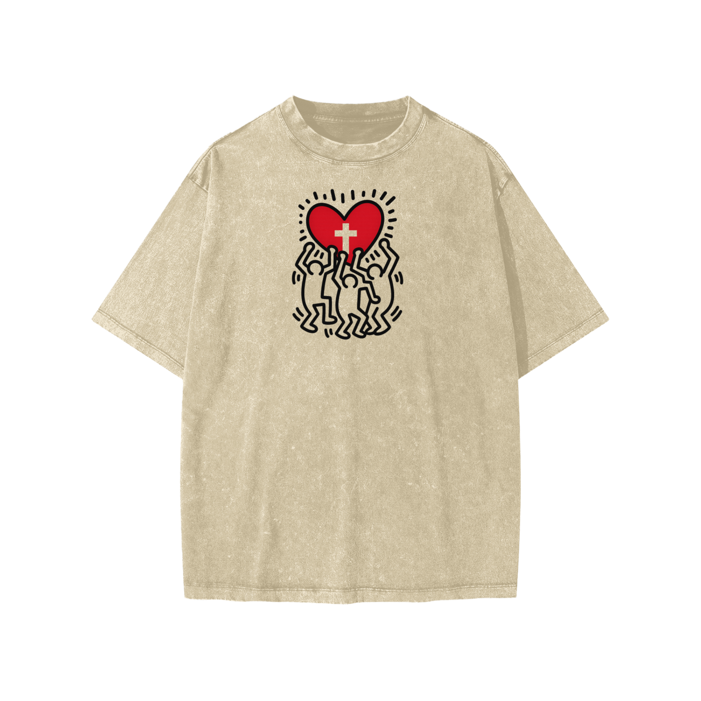 Hearts Above Inspired by Artistry of K. H. Snow Washed Kids' T-shirt | Kids Heart Graphic Cotton T-Shirt – Streetwear Summer Tee for Boys & Girls | Soft Washed Casual Loose Fit Trendy Kids Outfit