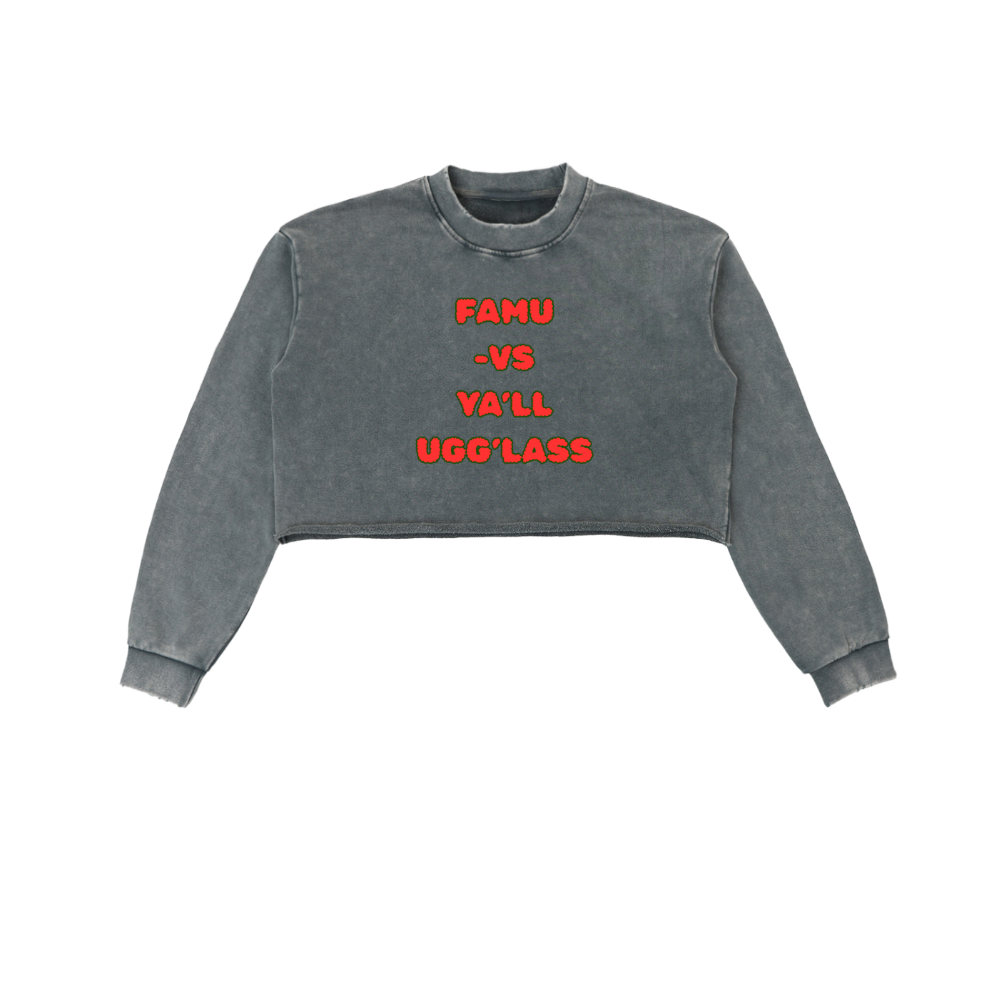 FAMU Sweater Florida A&M University Sweater FAMU Rattler FAMU Proud Snow Washed Raw Edge Cropped Sweatshirt | FAMU -Vs Ya’ll UGG’LASS