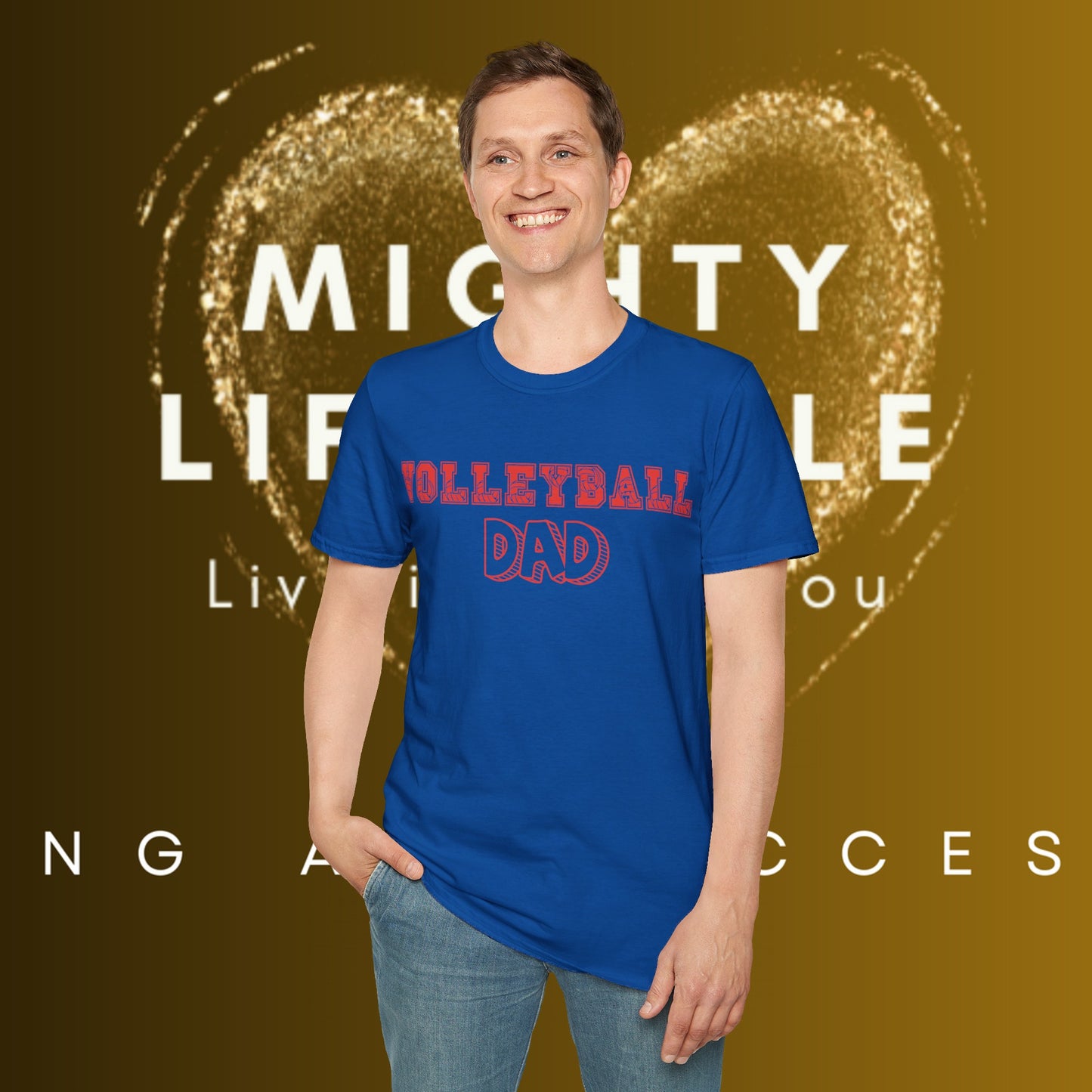 Volleyball Dad | Volleyball Shirt | Sports Shirt | Gift for Dad Gift for Father | Baller Shirt | Mighty Lifestyle | Softstyle T-Shirt