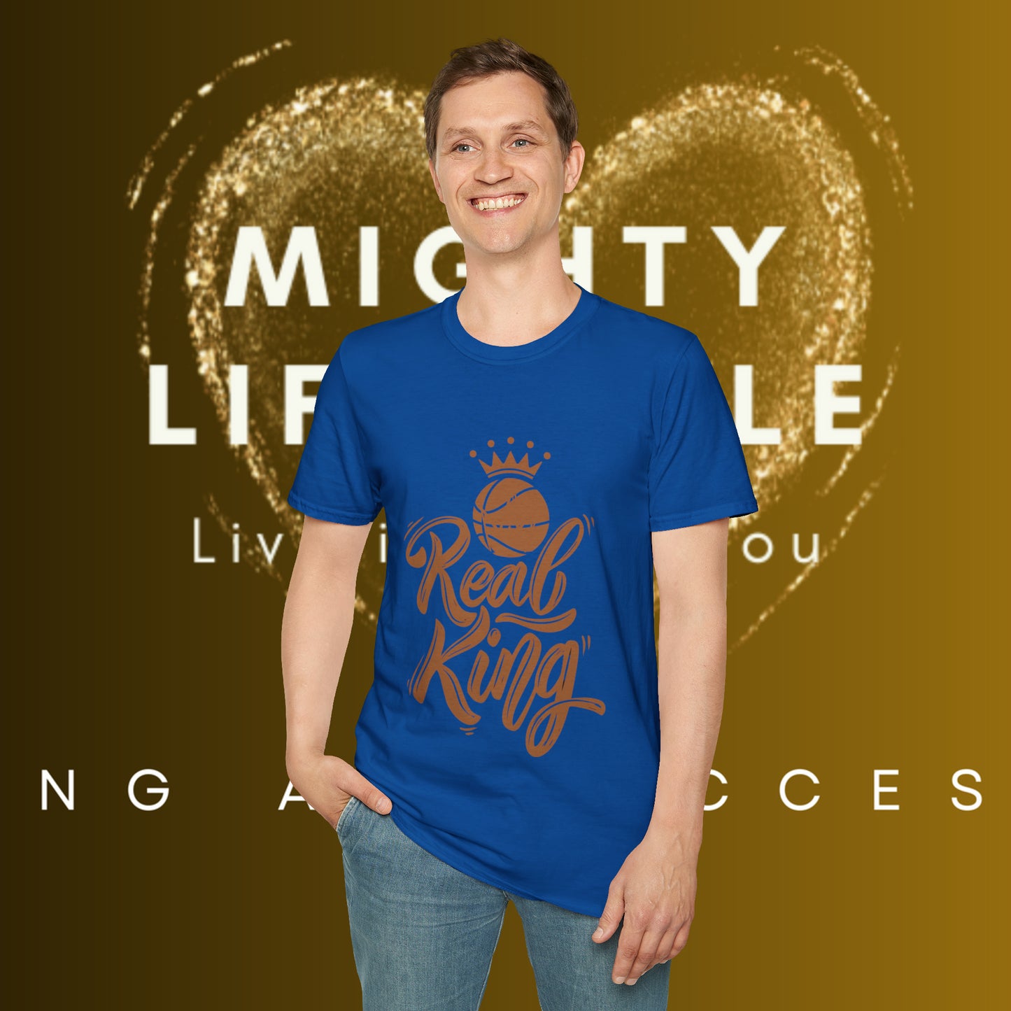 Real King | Basketball Shirt | Men’s Basketball King Shirt | Sports Shirt | Baller Shirt | Mighty Lifestyle | Softstyle T-Shirt