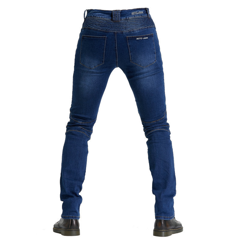 Motorcycle Riding Jeans for Men – Shatterproof Stretch Denim Pants, Protective Off-Road Biker Pants with Armor Padding, Street & Racing Style
| Motorcycle racing rider straight jeans, shatterproof pants, off-road motorcycle racing pants