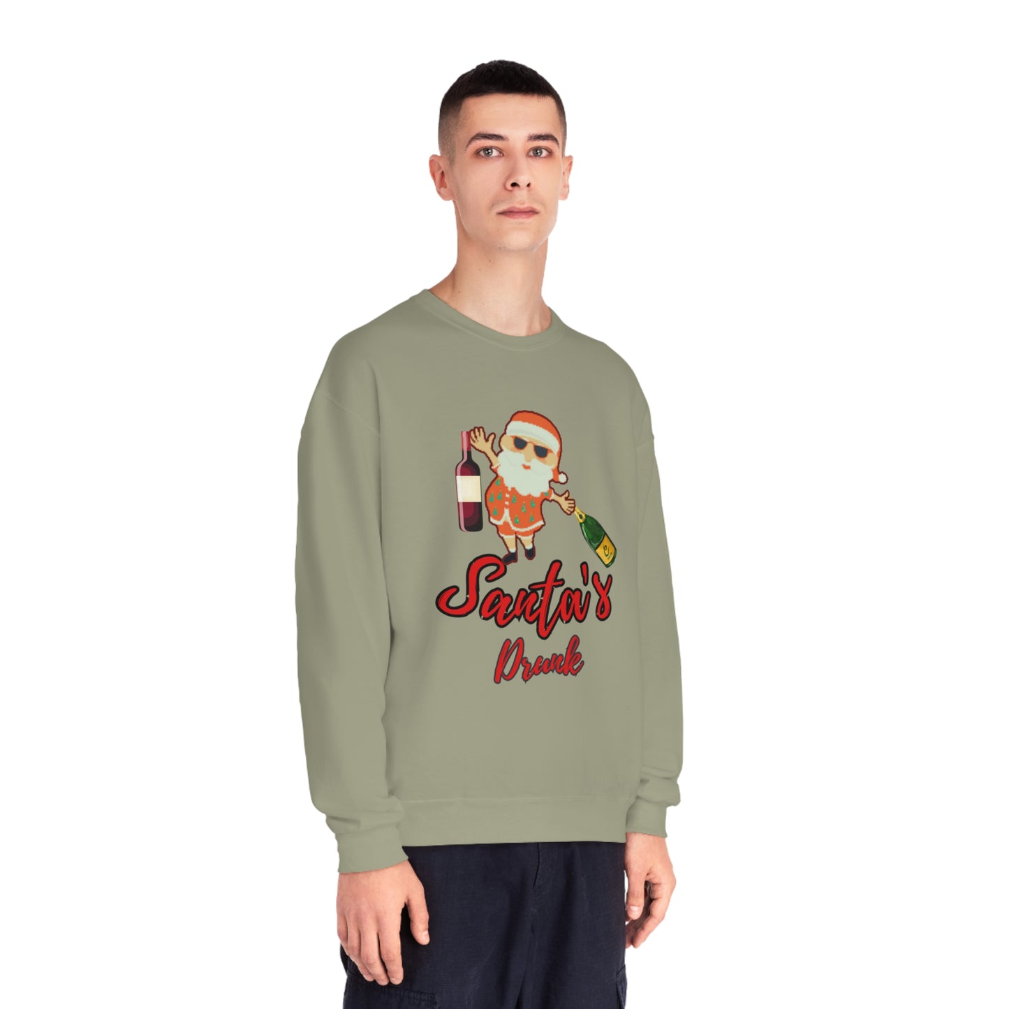 Santa Sweater, Santa's Drunk, Ugly Sweater, Ugly Holiday Sweater, Ugly Christmas Sweater, Unisex NuBlend® Crewneck Sweatshirt