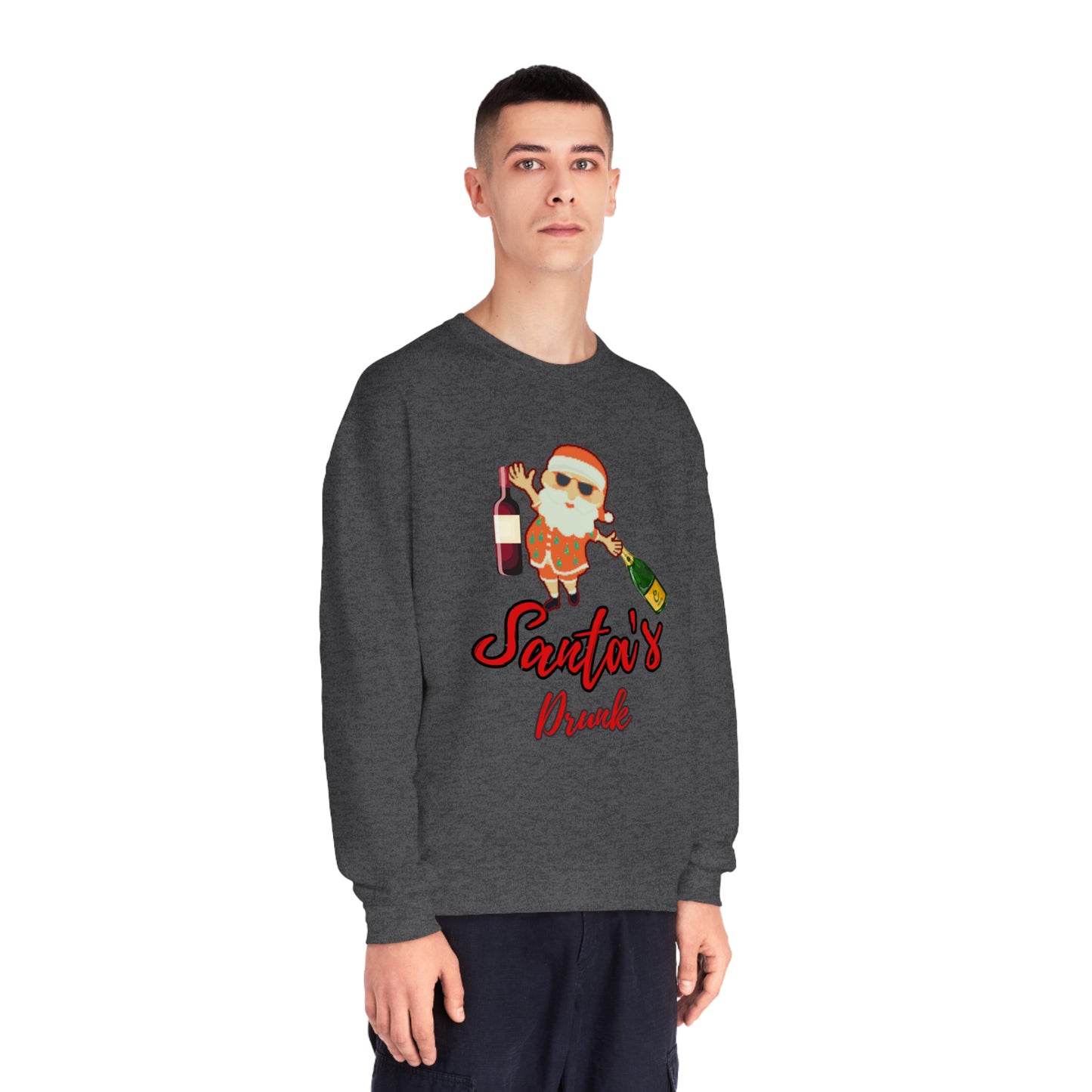 Santa Sweater, Santa's Drunk, Ugly Sweater, Ugly Holiday Sweater, Ugly Christmas Sweater, Unisex NuBlend® Crewneck Sweatshirt