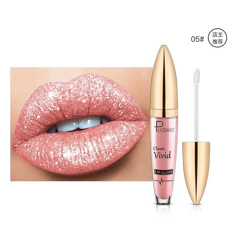 Lucky Lucy Lips | 18 Colors Shiny Lip Gloss for Women Long Lasting Matte Glitter Liquid Lipstick Diamond Shiny Lip Gloss Waterproof Lip Makeup