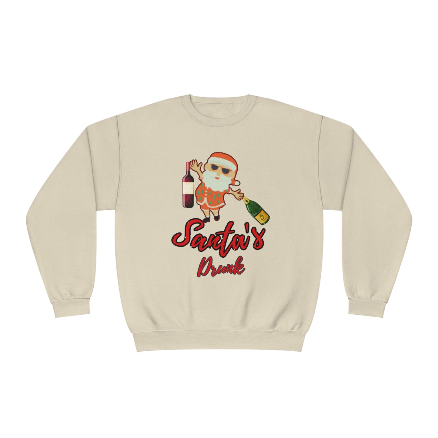 Santa Sweater, Santa's Drunk, Ugly Sweater, Ugly Holiday Sweater, Ugly Christmas Sweater, Unisex NuBlend® Crewneck Sweatshirt