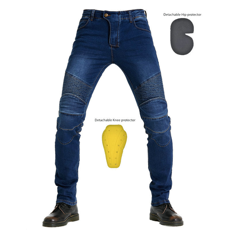 Motorcycle Riding Jeans for Men – Shatterproof Stretch Denim Pants, Protective Off-Road Biker Pants with Armor Padding, Street & Racing Style
| Motorcycle racing rider straight jeans, shatterproof pants, off-road motorcycle racing pants