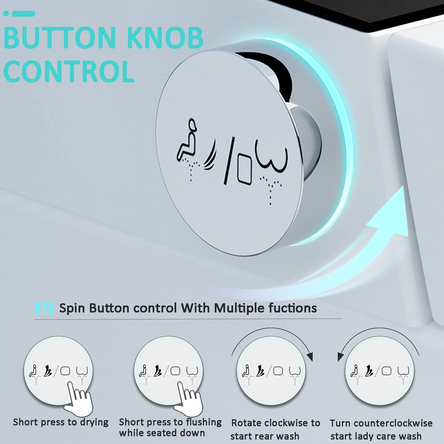 Clean, Efficient, State of the Art Tech, Smart Toilet with Heating, Bidet Seat, Portable Toilet with Automatic Opening and Closing, 1.28GPF Water Tank Free Toilet, White