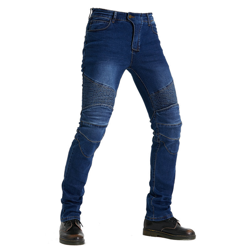 Motorcycle Riding Jeans for Men – Shatterproof Stretch Denim Pants, Protective Off-Road Biker Pants with Armor Padding, Street & Racing Style
| Motorcycle racing rider straight jeans, shatterproof pants, off-road motorcycle racing pants