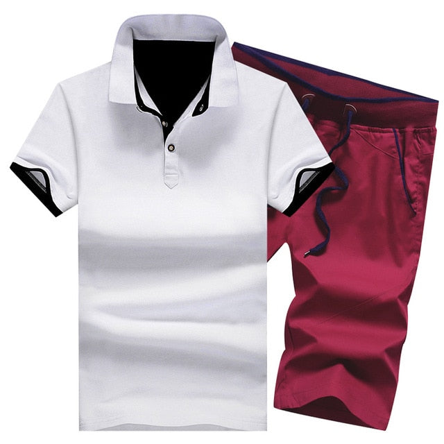 Mikael Men’s 2-Piece Cotton Polo Short Set – Casual Summer Outfit, Button-Up Shirt & Elastic Waist Shorts, Breathable Fashion Set for MenCotton Mens Sets Summer Button Polo Shirts Sets Turn Down Mens Shorts 4XL Men Clothes 2 Piece Set Elastic Waist Shorts