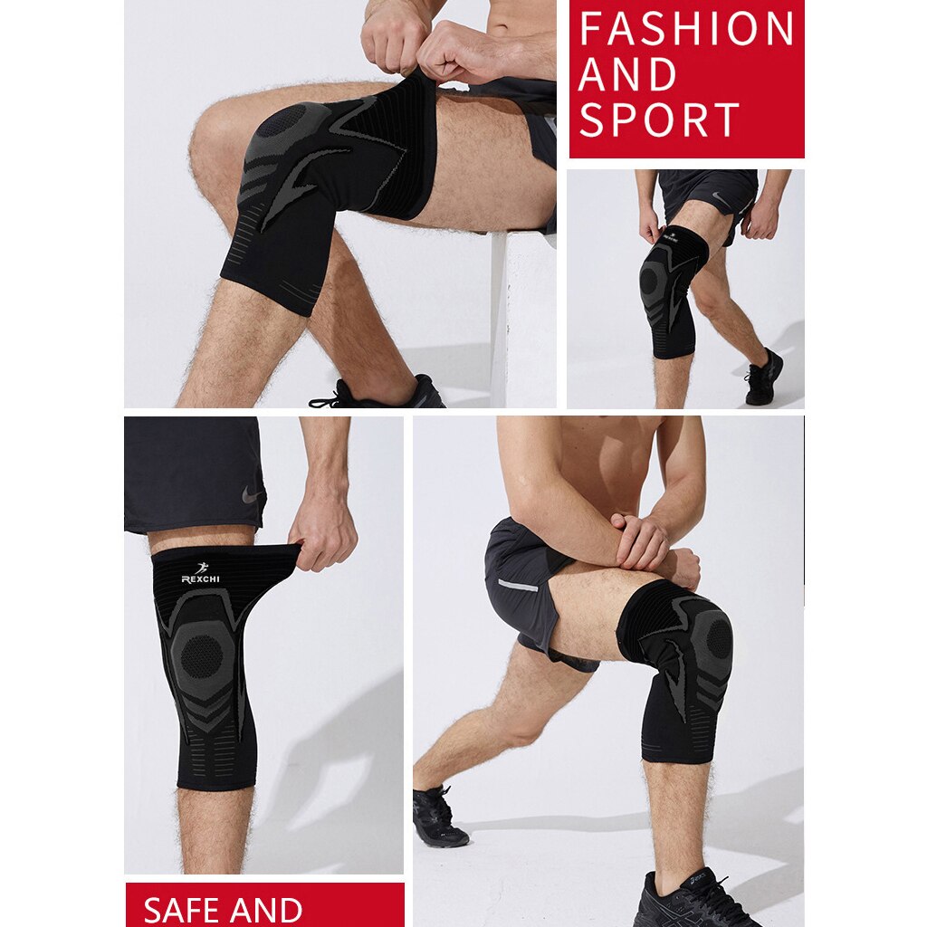 ML Basketball Knee Pads with Support Silicon Padded Elastic Non-slip Patella Brace Kneepad for Fitness Gear Protector Unisex Protect Knees During Sports