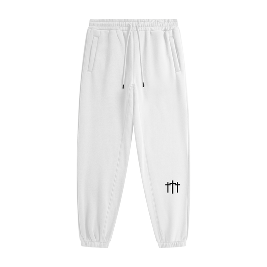 Three Cross Triple Cross Faith Based Streetwear Unisex Fleece Joggers | Christian sweatpants, Christian gym pants, scripture joggers, Christian workout pants, faith inspired sweatpants, Christian lounge pants, gym pants with Christian logos, casual Christ