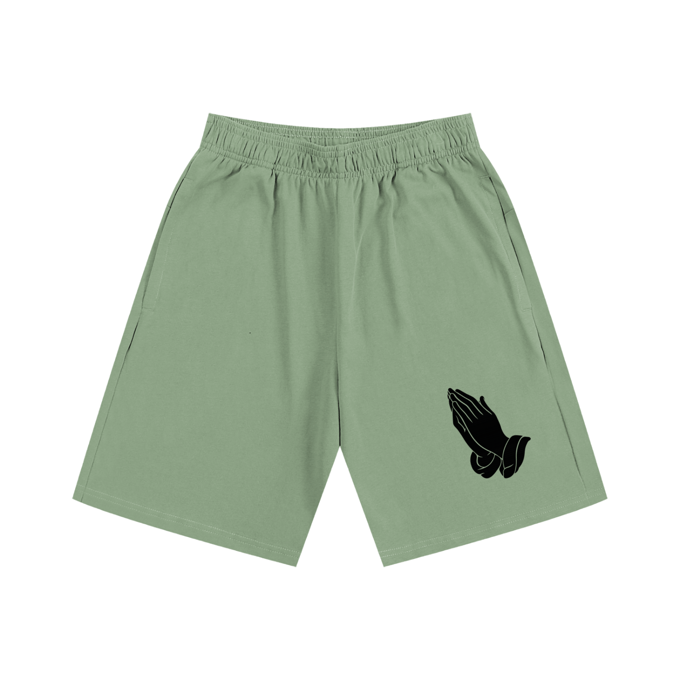 Three Cross Praying Hands Triple Cross Faith Based Shorts Essential Heavyweight Cotton Shorts