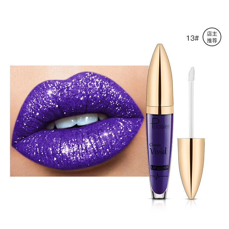 Lucky Lucy Lips | 18 Colors Shiny Lip Gloss for Women Long Lasting Matte Glitter Liquid Lipstick Diamond Shiny Lip Gloss Waterproof Lip Makeup