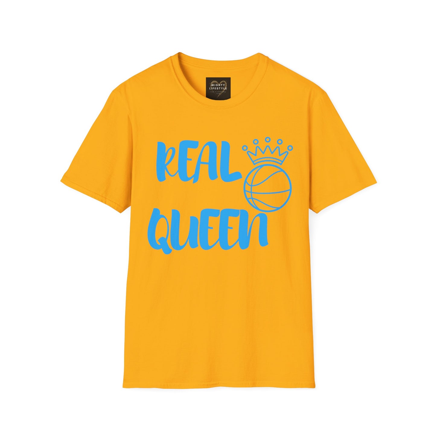 Real Queen Blue Font | Basketball Shirt | Sports Shirt | Baller Shirt | Mighty Lifestyle | Softstyle T-Shirt