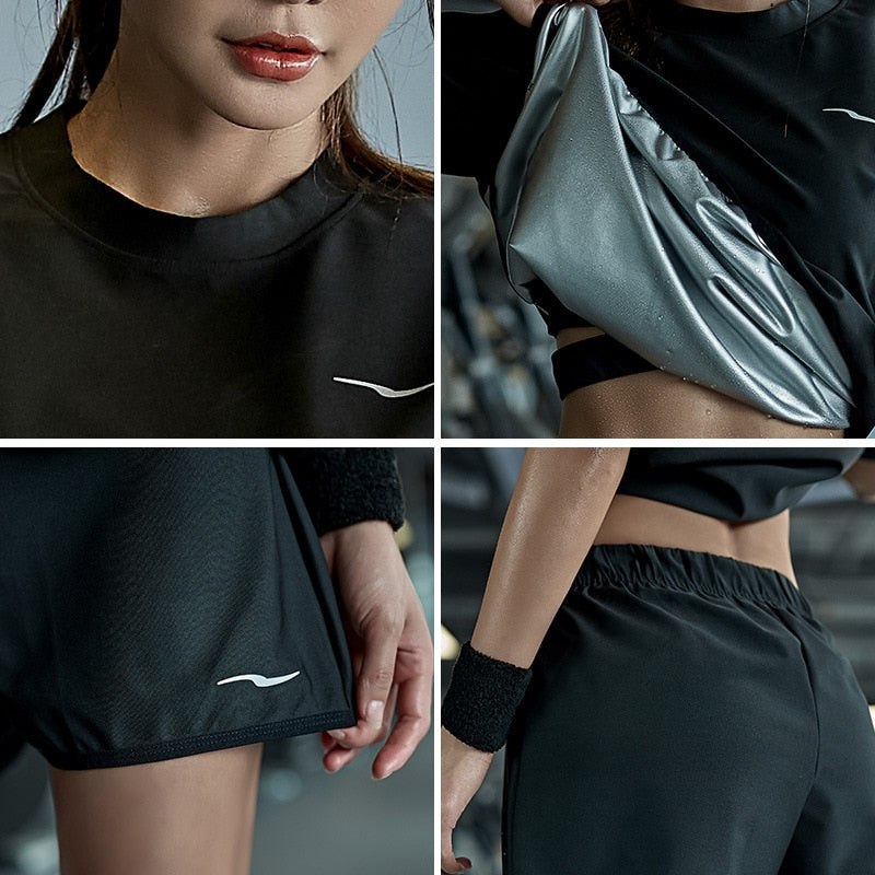 Insta Weight Drop Gym Shirt, Weight Loss Gym Fitness Exercise Workout Sweat Training Hot Fat Burning Short Sleeve Shirt Shorts