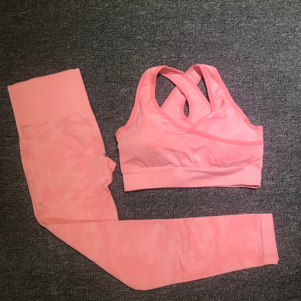 No Sweat III Gym Set 2PCS Camouflage Camo Yoga Set Sports Wear For Women Gym Fitness Clothing Booty Yoga Leggings + Sport Bra GYM Sport Suit Femme