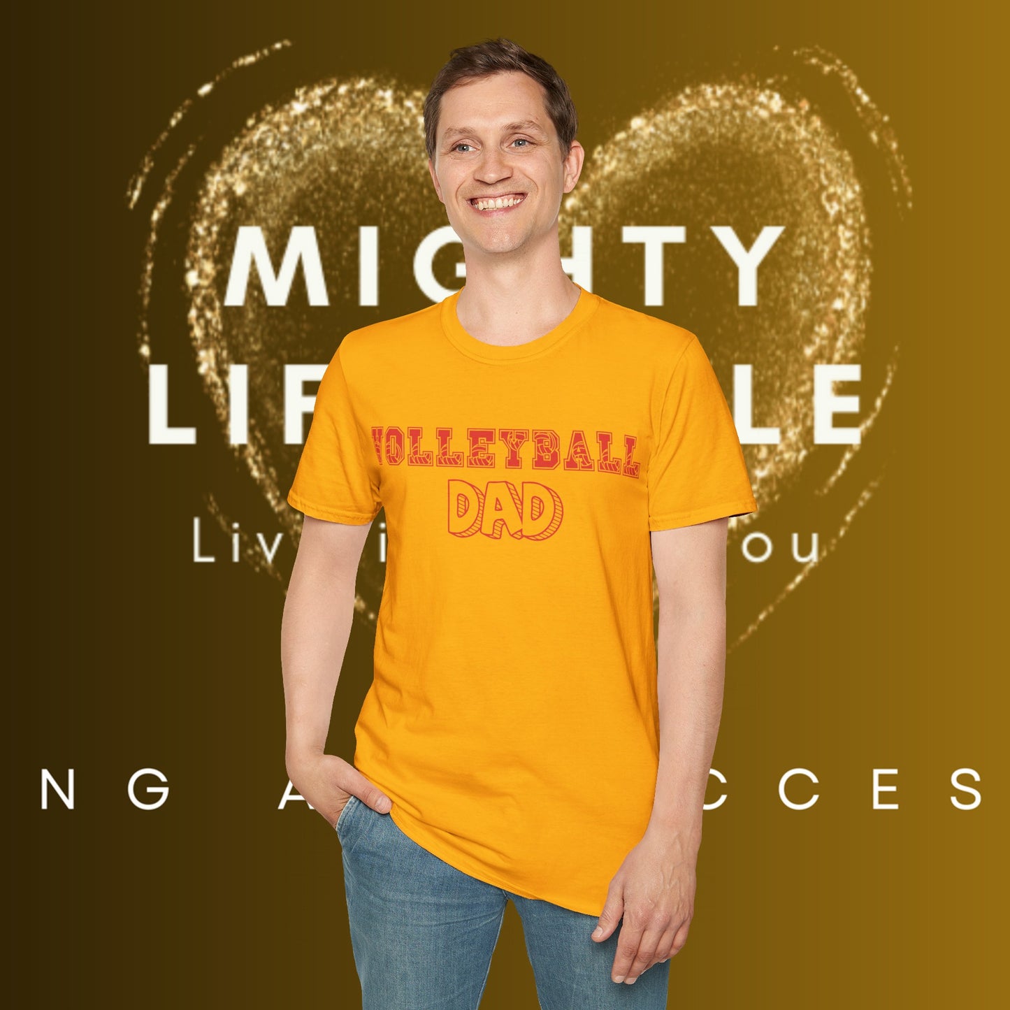 Volleyball Dad | Volleyball Shirt | Sports Shirt | Gift for Dad Gift for Father | Baller Shirt | Mighty Lifestyle | Softstyle T-Shirt