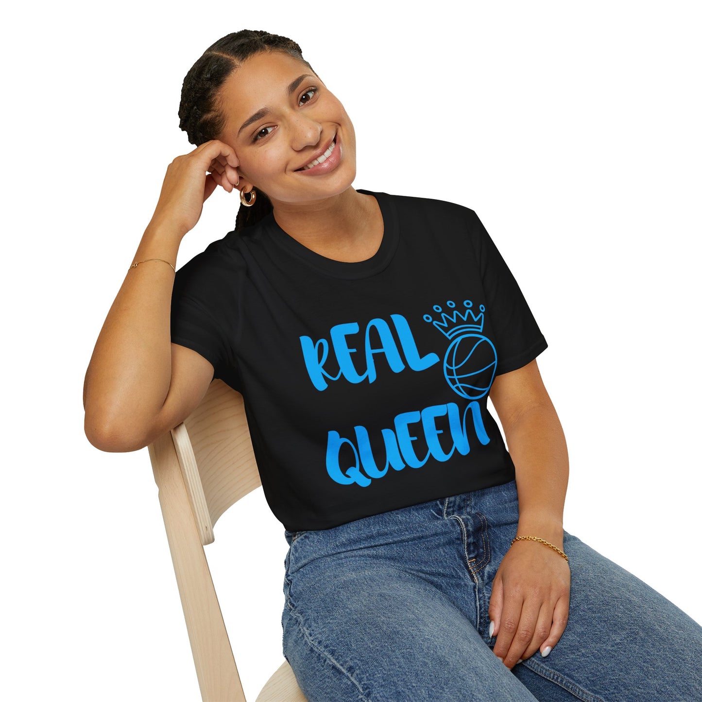 Real Queen Blue Font | Basketball Shirt | Sports Shirt | Baller Shirt | Mighty Lifestyle | Softstyle T-Shirt