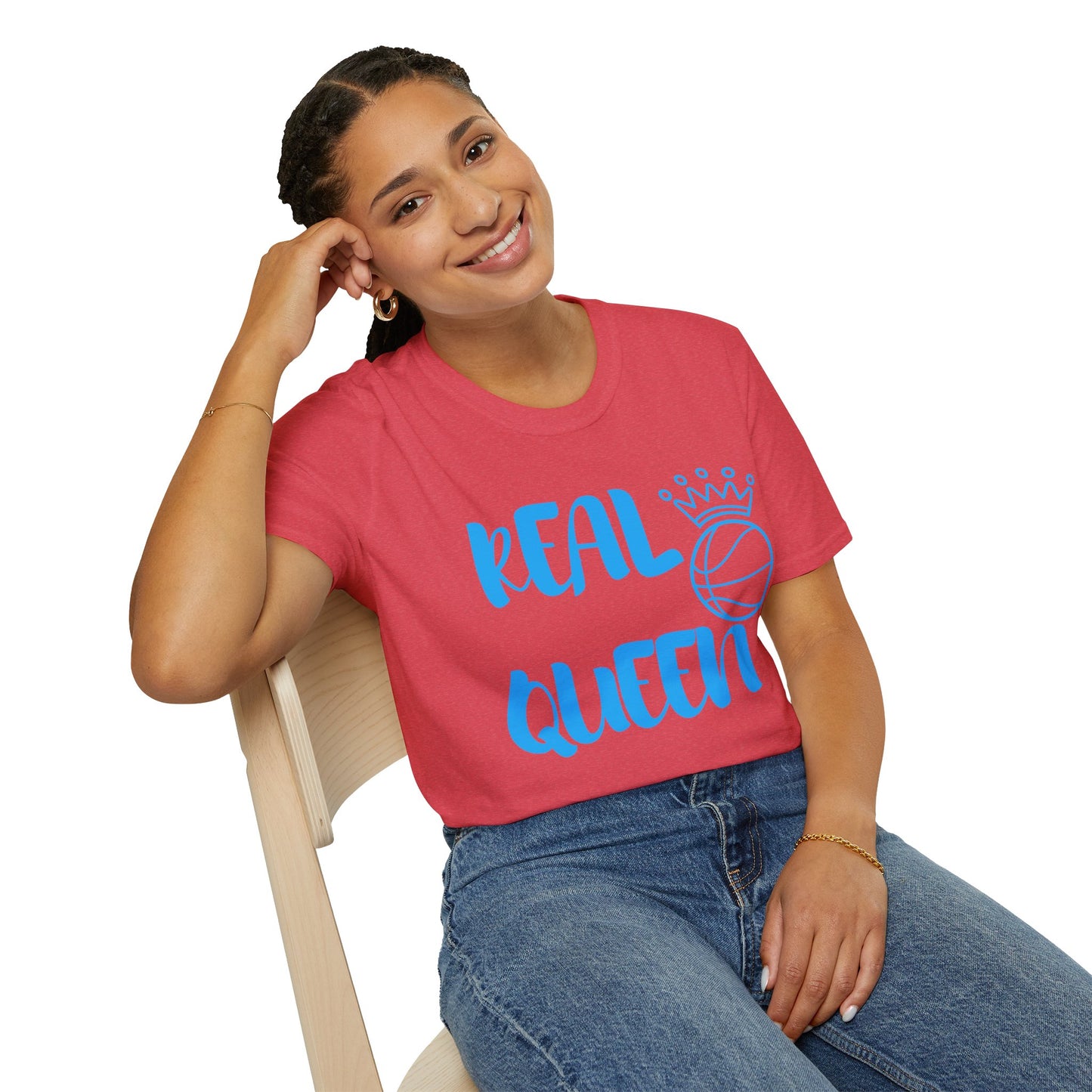 Real Queen Blue Font | Basketball Shirt | Sports Shirt | Baller Shirt | Mighty Lifestyle | Softstyle T-Shirt