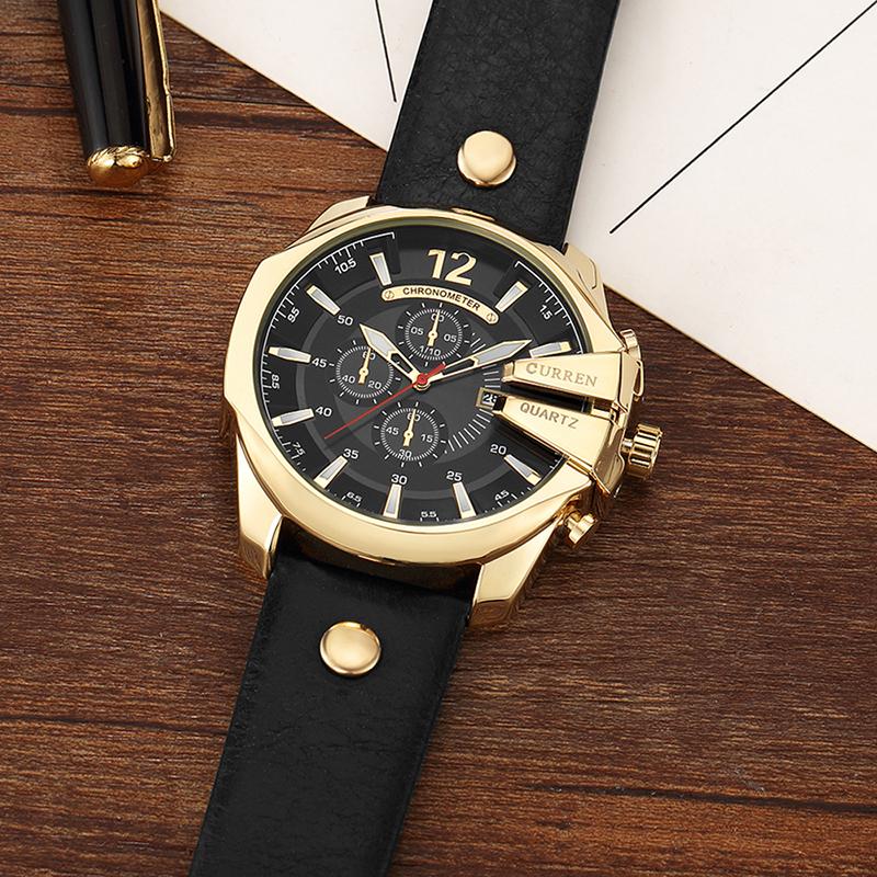 CURREN Men Quartz Watches | CURREN Men’s Luxury Quartz Watch – Leather Band Chronograph Style Wristwatch, Waterproof Fashion Timepiece for Casual & Business Wear