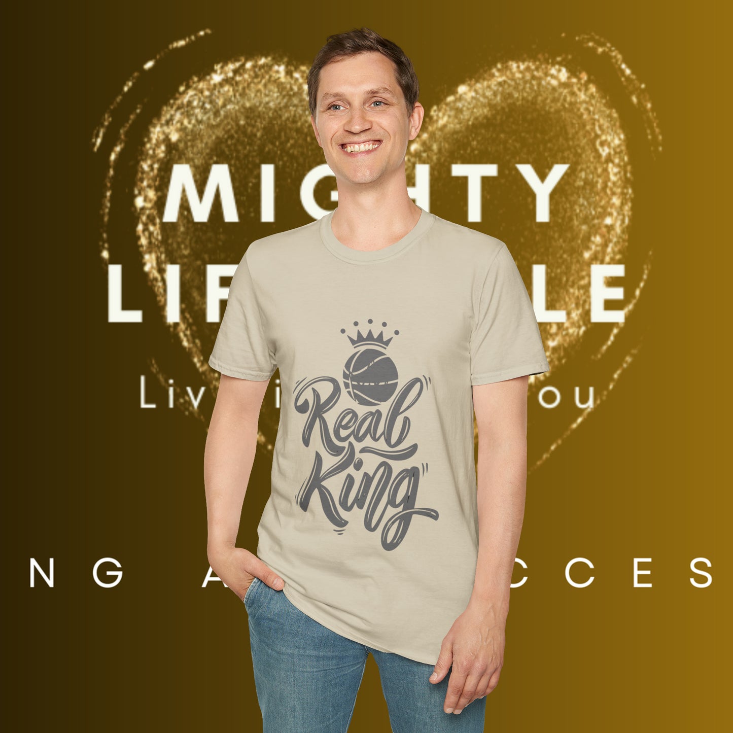 Real King (White) Shirt | Basketball Shirt | Sports Shirt | Baller Shirt | Mighty Lifestyle | Softstyle T-Shirt