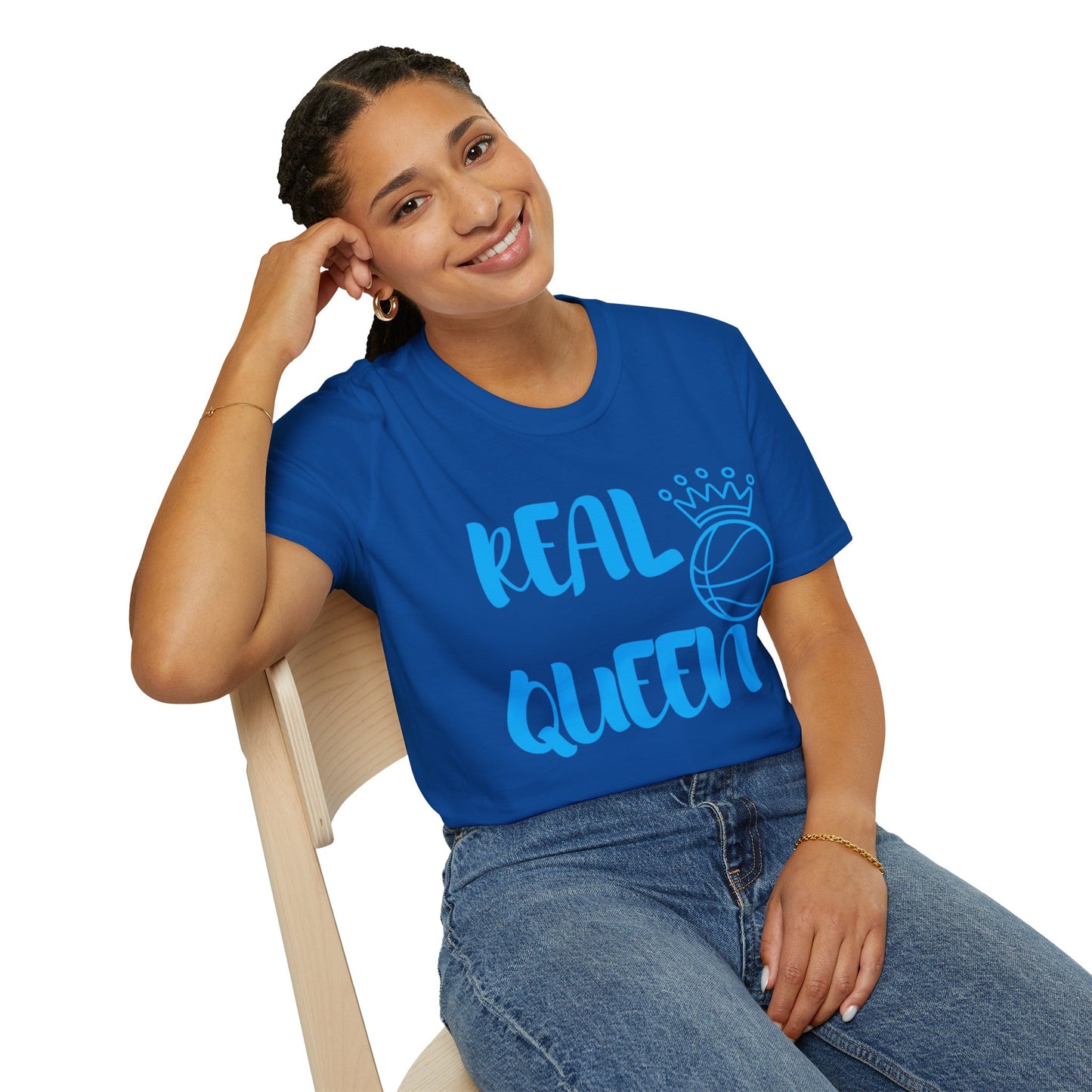 Real Queen Blue Font | Basketball Shirt | Sports Shirt | Baller Shirt | Mighty Lifestyle | Softstyle T-Shirt