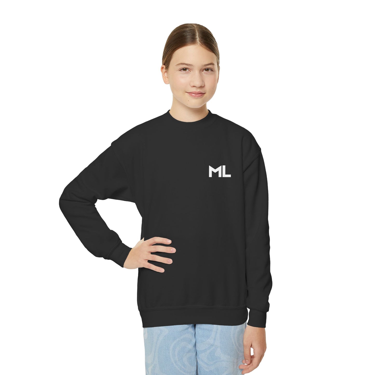 Youth Crewneck Sweatshirt in Black | Trendy Graphic Pullover | Cozy Casual Wear | Perfect Gift for Teens | Everyday Style