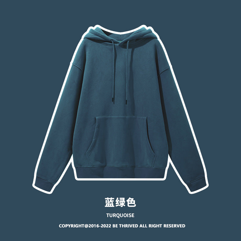 ML Trendy Sleet Two Piece, Autumn And Winter Fleece Thickened Hooded Solid Color Sweater Sweatpants Hoodie Couple Suit
