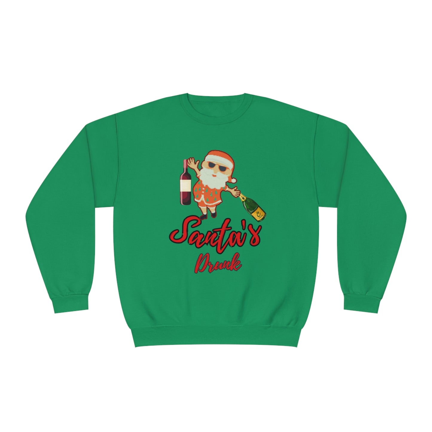 Santa Sweater, Santa's Drunk, Ugly Sweater, Ugly Holiday Sweater, Ugly Christmas Sweater, Unisex NuBlend® Crewneck Sweatshirt