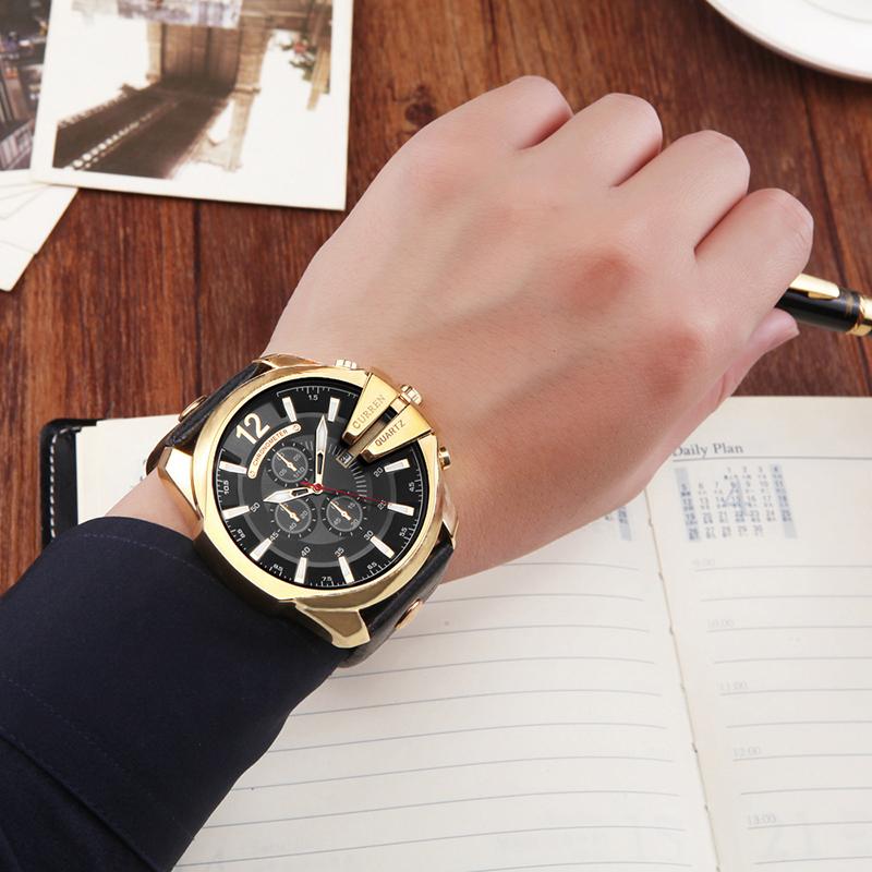 CURREN Men Quartz Watches | CURREN Men’s Luxury Quartz Watch – Leather Band Chronograph Style Wristwatch, Waterproof Fashion Timepiece for Casual & Business Wear