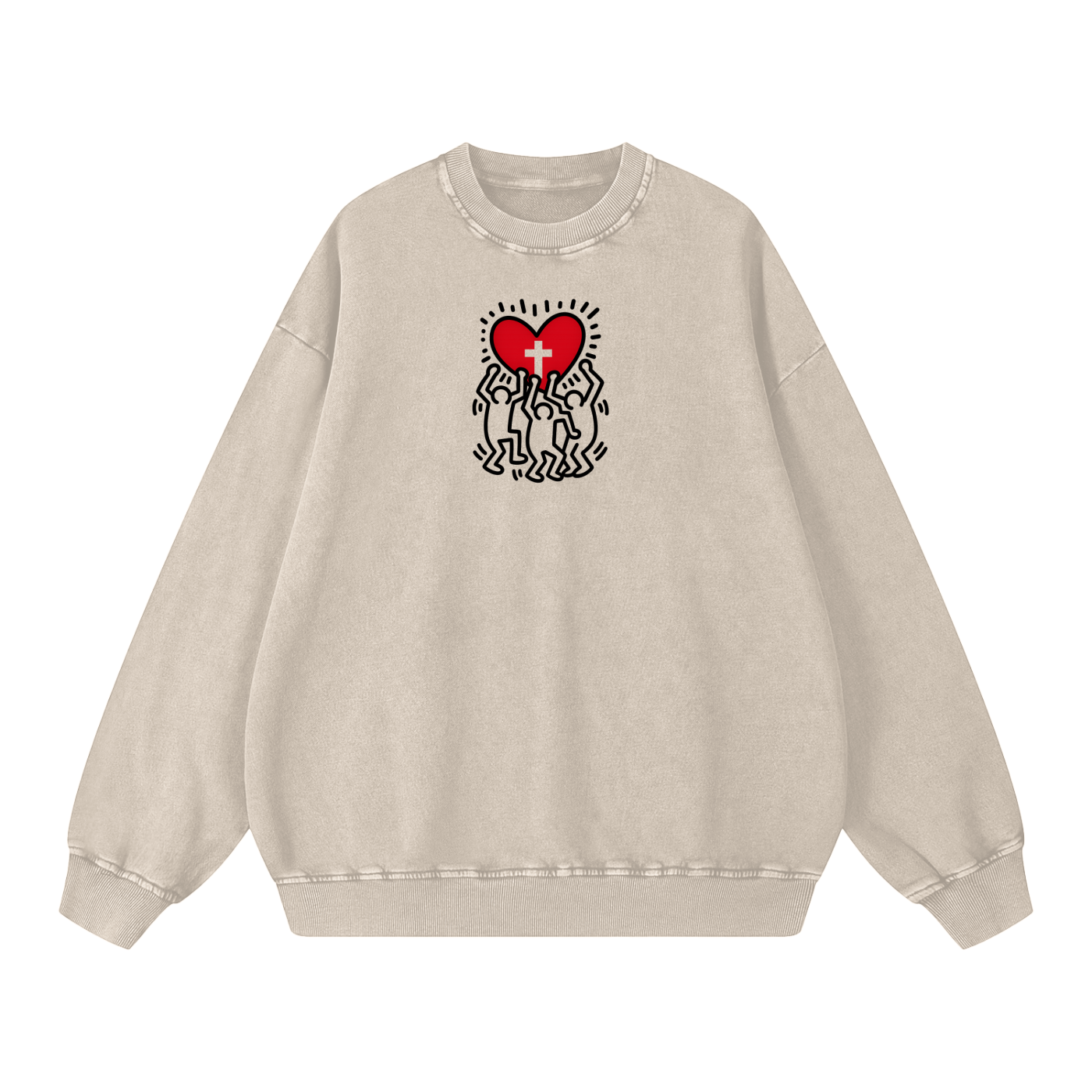 Hearts Above Inspired by Artistry of R H. Acid Wash Oversize Sweatshirt