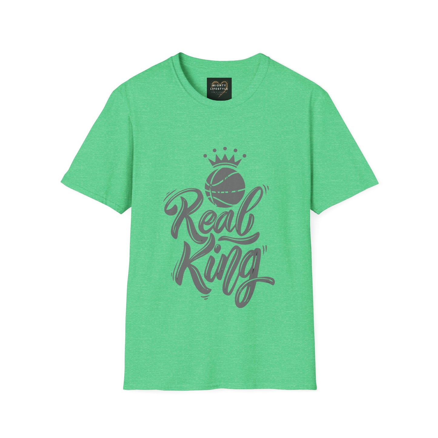 Real King (White) Shirt | Basketball Shirt | Sports Shirt | Baller Shirt | Mighty Lifestyle | Softstyle T-Shirt