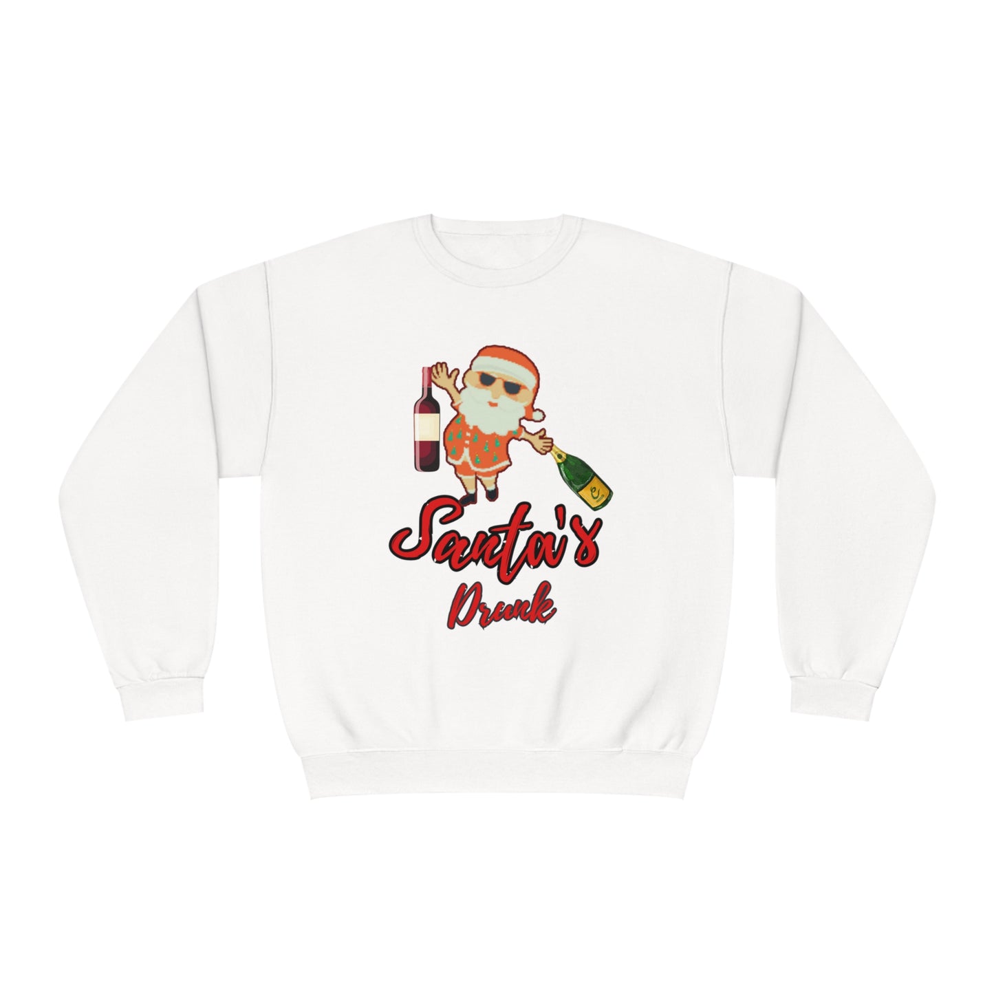 Santa Sweater, Santa's Drunk, Ugly Sweater, Ugly Holiday Sweater, Ugly Christmas Sweater, Unisex NuBlend® Crewneck Sweatshirt