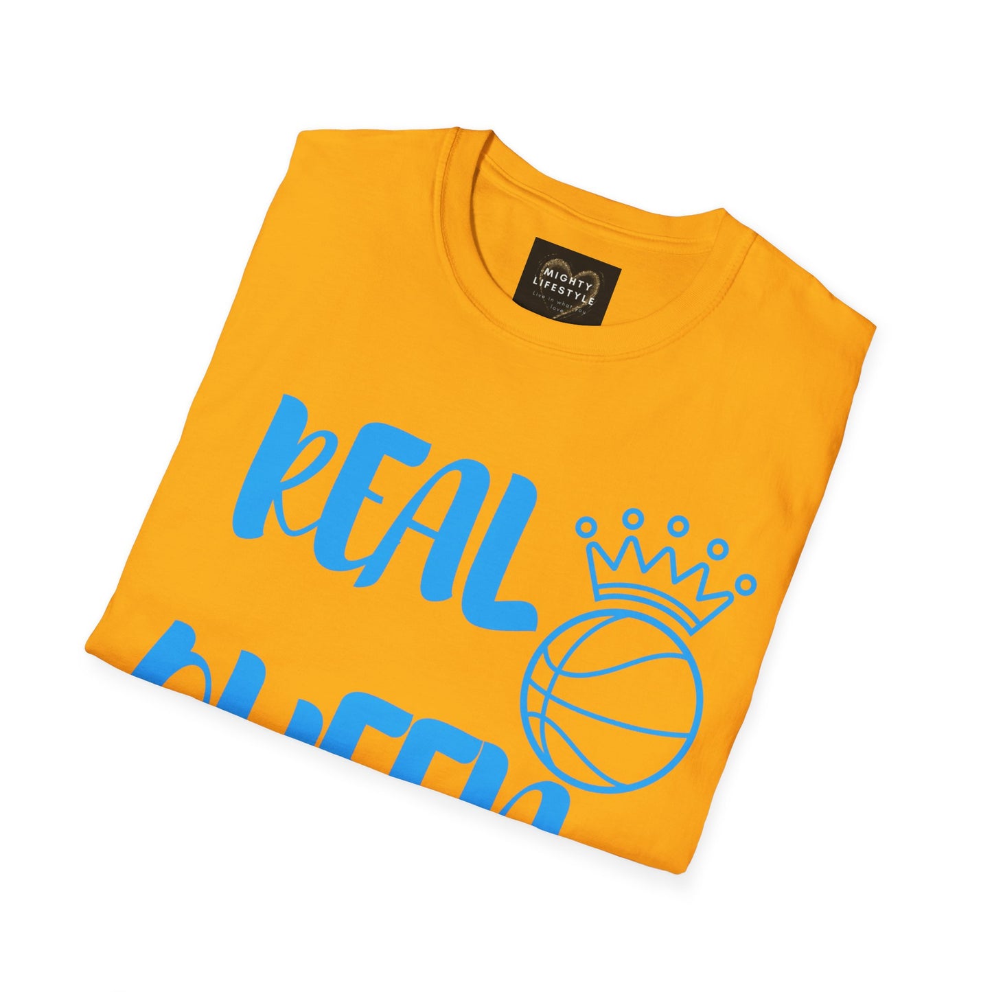 Real Queen Blue Font | Basketball Shirt | Sports Shirt | Baller Shirt | Mighty Lifestyle | Softstyle T-Shirt