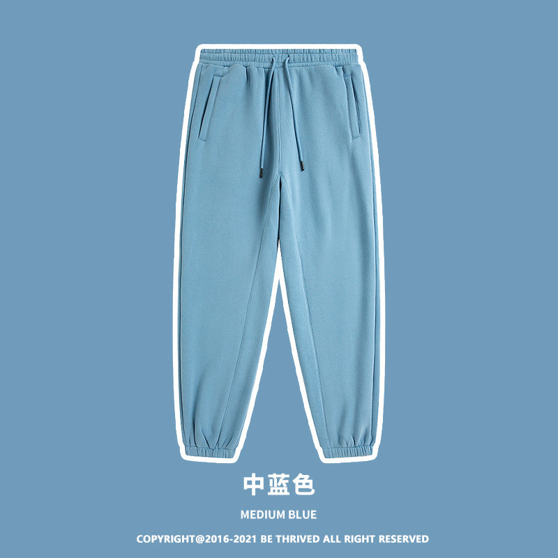 ML Trendy Sleet Two Piece, Autumn And Winter Fleece Thickened Hooded Solid Color Sweater Sweatpants Hoodie Couple Suit