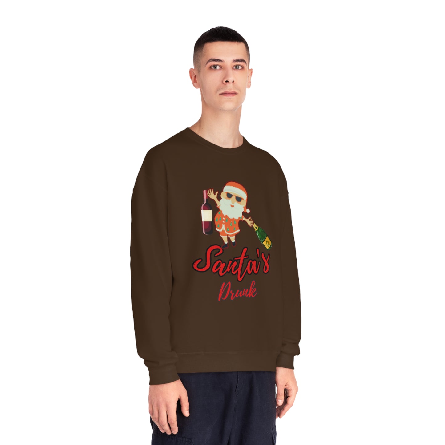 Santa Sweater, Santa's Drunk, Ugly Sweater, Ugly Holiday Sweater, Ugly Christmas Sweater, Unisex NuBlend® Crewneck Sweatshirt