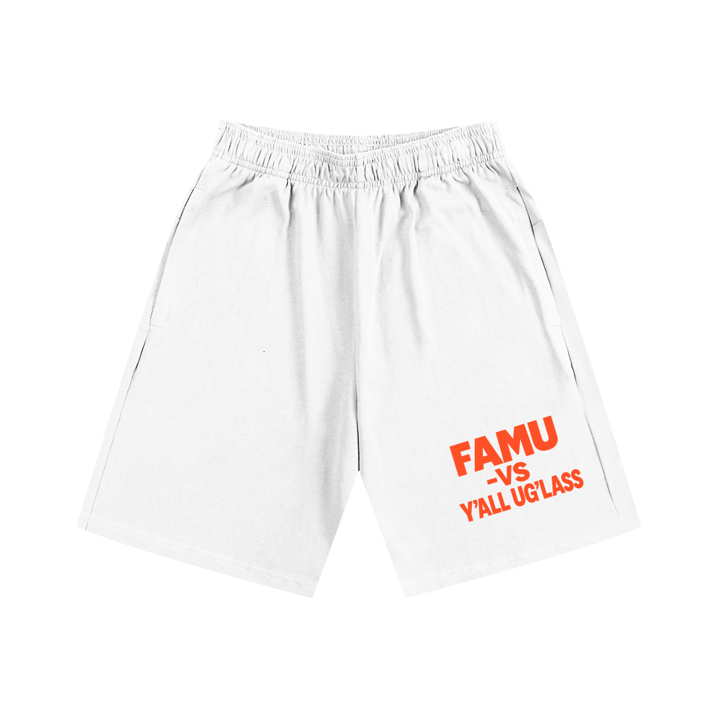 FAMU vs Ya’ll UgLass Essential Heavyweight Cotton Shorts | FAMU vs Ya’ll UgLass Essential Heavyweight Cotton Shorts – Unisex HBCU Rivalry Shorts | Comfortable Streetwear with Attitude