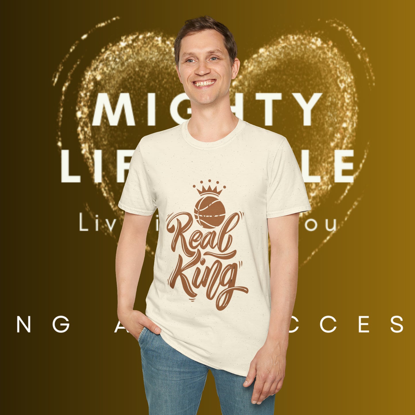 Real King | Basketball Shirt | Men’s Basketball King Shirt | Sports Shirt | Baller Shirt | Mighty Lifestyle | Softstyle T-Shirt