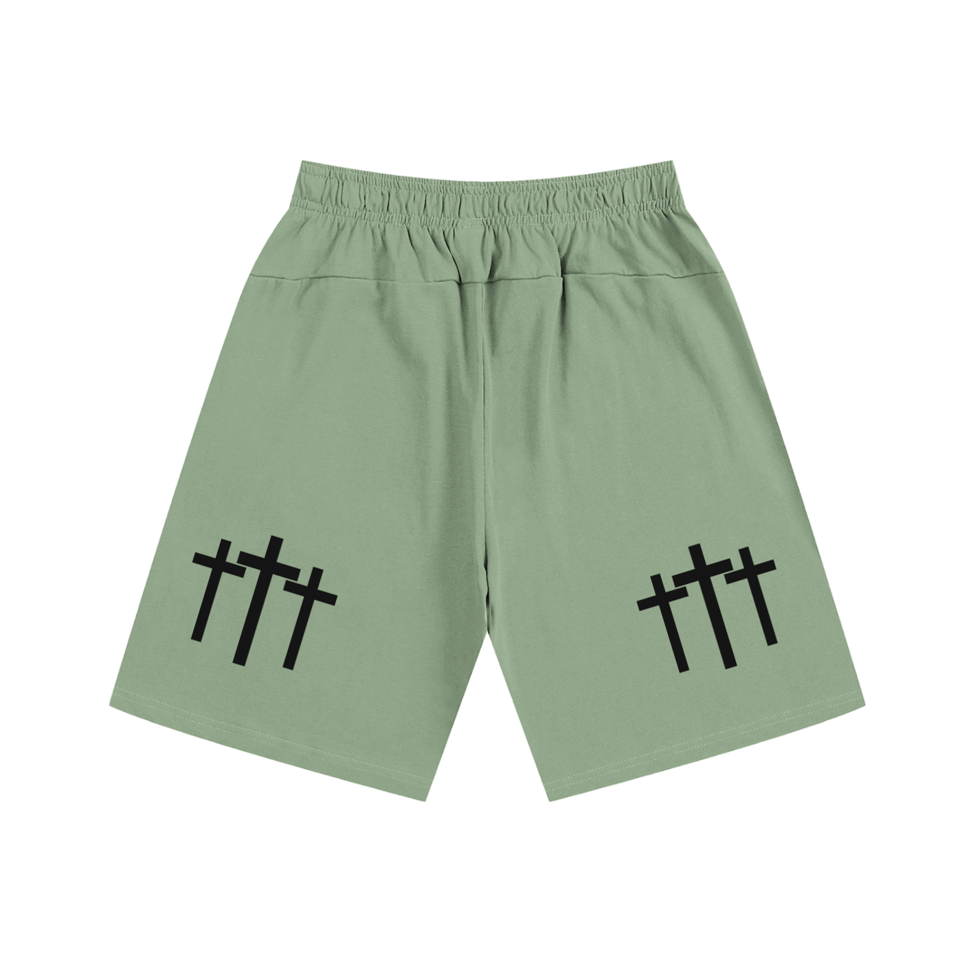 Three Cross Praying Hands Triple Cross Faith Based Shorts Essential Heavyweight Cotton Shorts