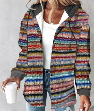 Wilhelmina Women’s Plaid Cropped Jacket with Hood – Autumn and Winter Button-Up Loose Fit Imitation Wool Coat, Streetwear Casual Outerwear | Women's large plaid style women's jacket plaid autumn and winter new style | Country Women’s Shirt