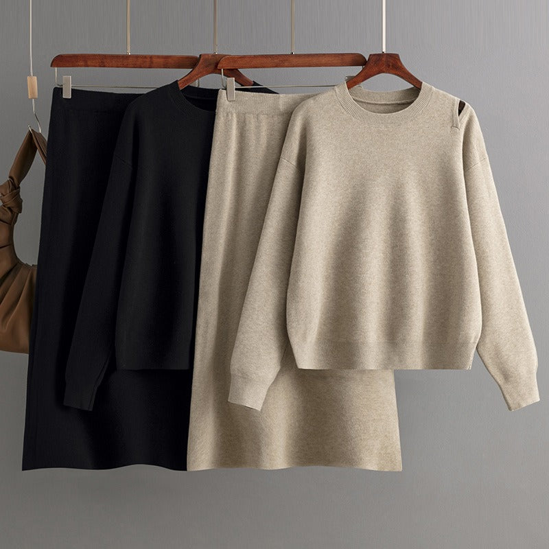 Nicola Sweater Skirt Set | Two Pieces Outfit Women Casual 2 Piece Knit Sweater Skirt Sets Knitted Women Clothing Career Set Office Set Travel Set