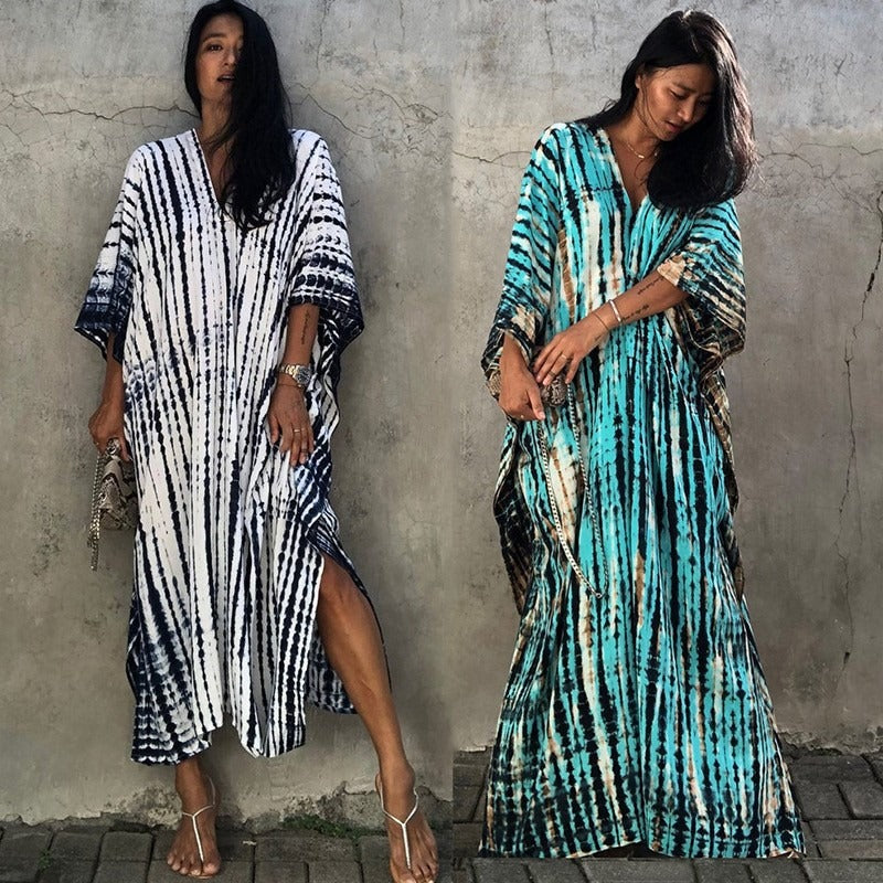 Mimi’s Mumu | Sexy MuMu House Dress Beach cover up halo dyed flower dress loose vacation beach robe